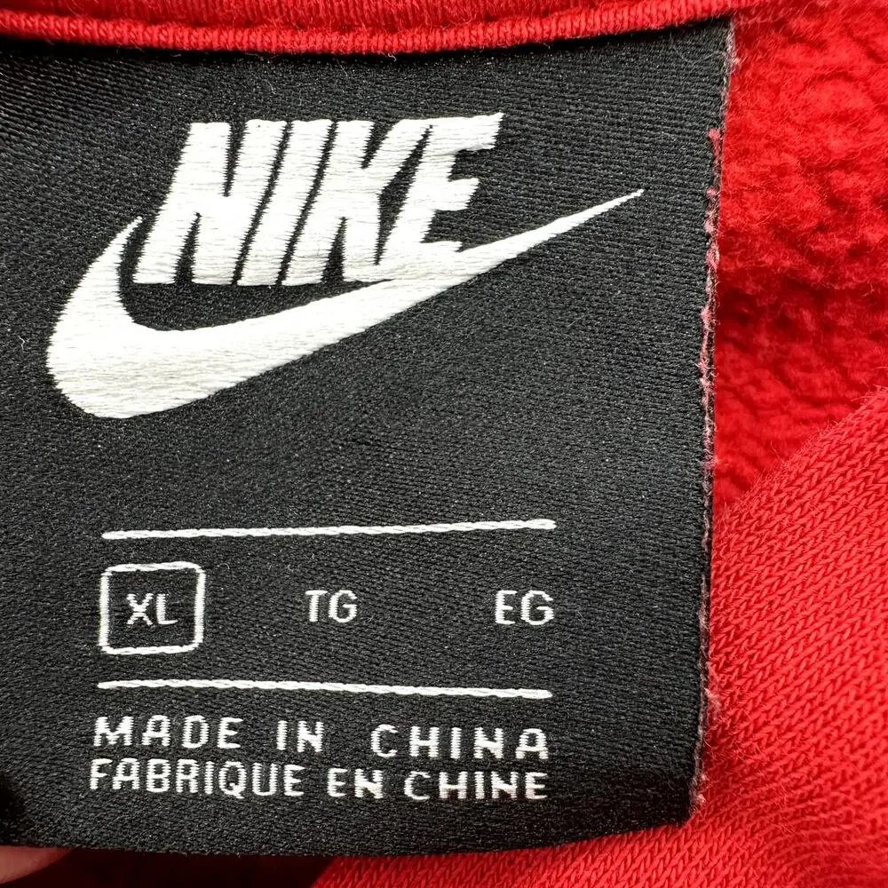 Nike Sportswear Club Fleece Hoodie Drawstring Oversized Logo Pocket Red XL